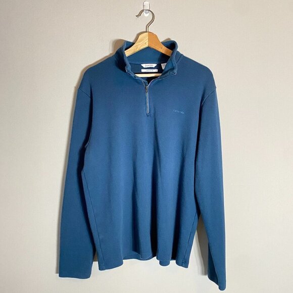 Calvin Klein Other - NWOT Calvin Klein Men's Large Liquid Touch Long Sleeve Quarter Zip Blue Pullover